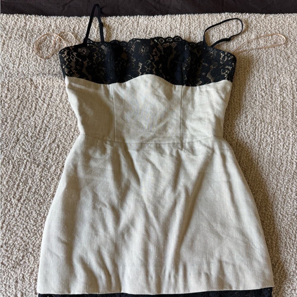 Chic Black and White Lace Dress